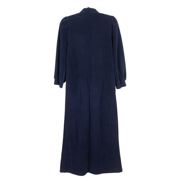Vanity Fair VTG Robe S Womens Petites Navy Blue Fleece Long Sleeve Zip - Picture 6 of 6